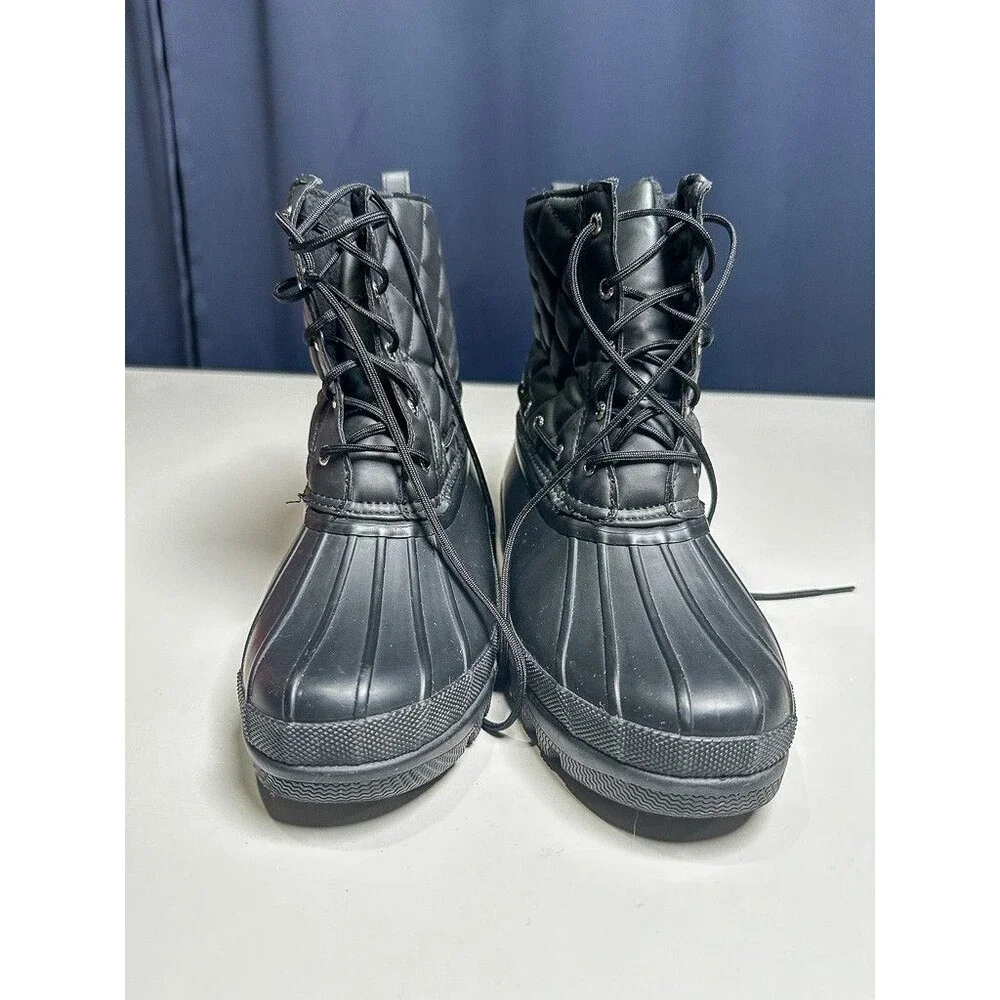 Sperry Men’s Quilted Winter Duck Boots Black Size 10M Waterproof Insulated STS83